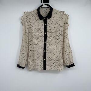 CarryMe LS Blouse S Chic Retro Romantic Feminine Ruffle Polka Dot Cats Bows